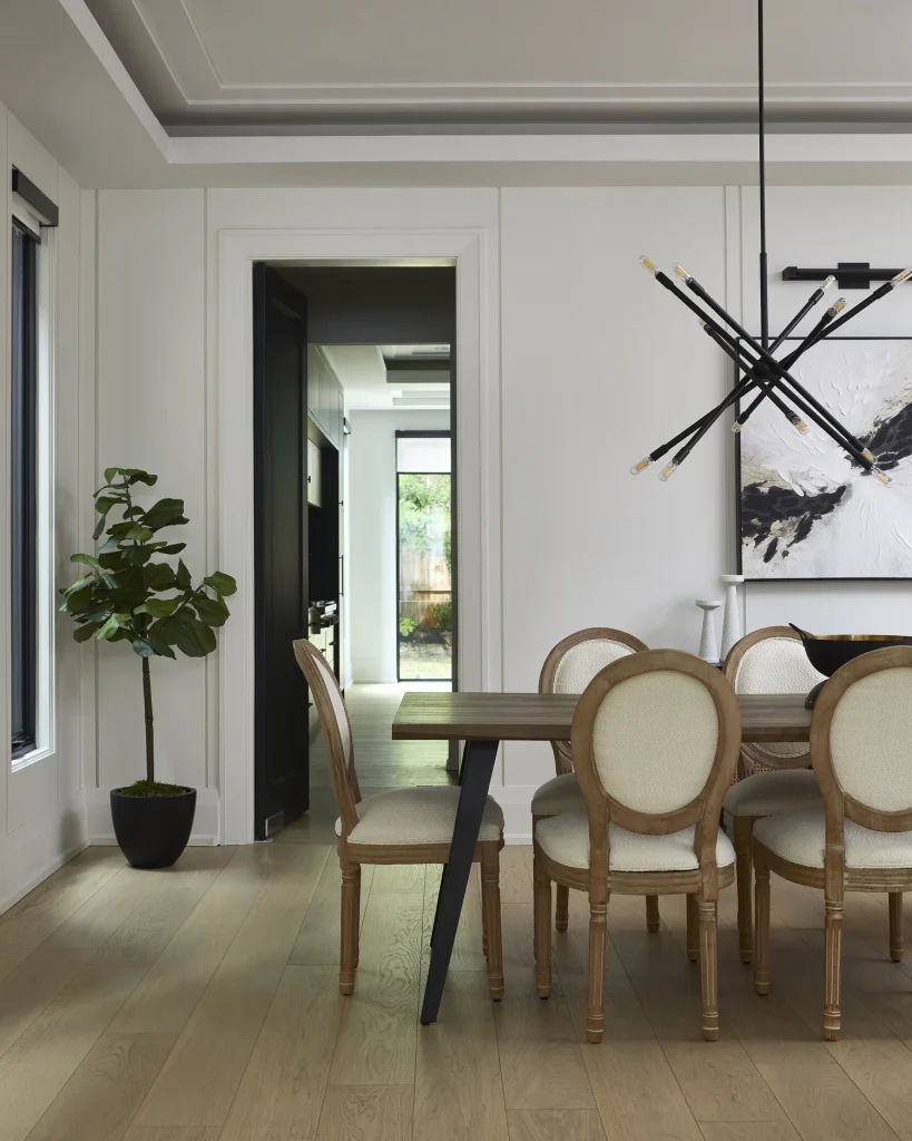 Modern dining space with minimalist décor.‎