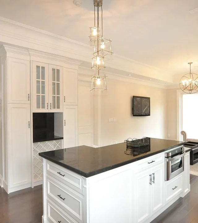 Modern kitchen with high end appliances and a large island.‎